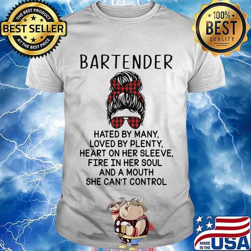Bartender Hated By Many Loved By Plenty Heart On Her Sleeve And A Mouth She Can’t Control Ribbon Plaid Red Shirt