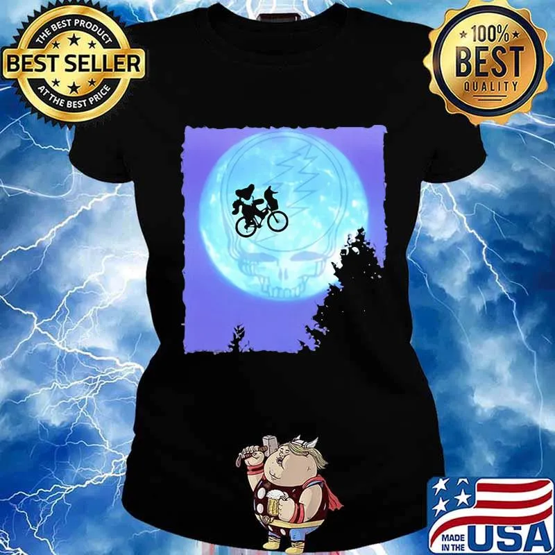 Bear Cycling The Moon Grateful Dead Shirt Ladies tee