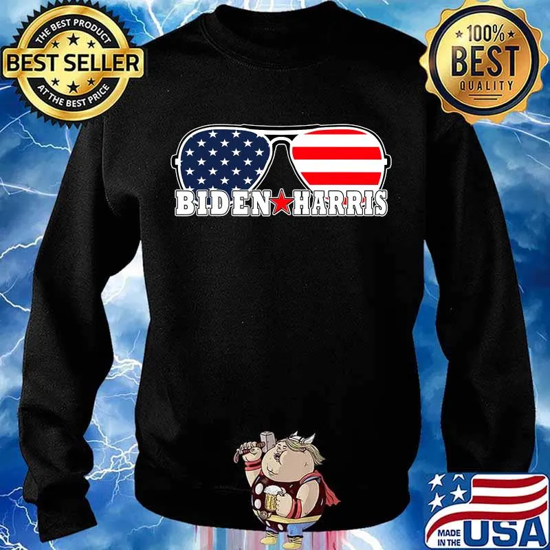 Biden Harris Aviator Sunglasses American Flag Star Graphic Shirt Sweater