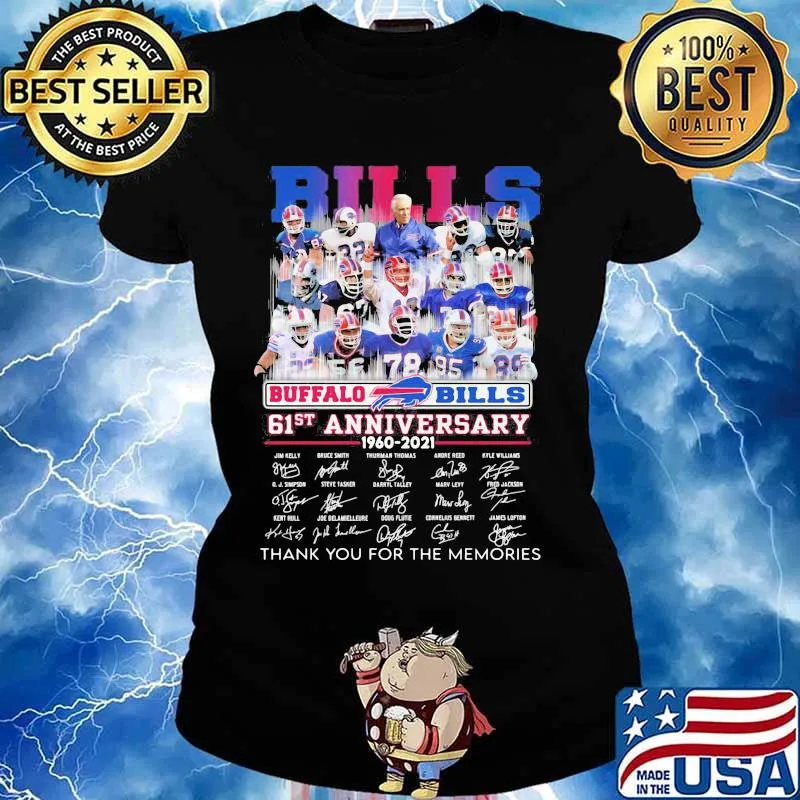 Bills Buffalo 61st Anniversary 1960 2021 Thank You For The Memories Signature Shirt Ladies tee