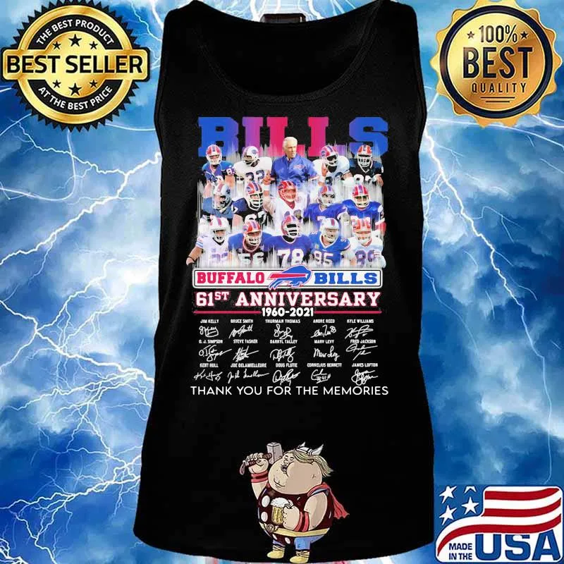 Bills Buffalo 61st Anniversary 1960 2021 Thank You For The Memories Signature Shirt Tank top