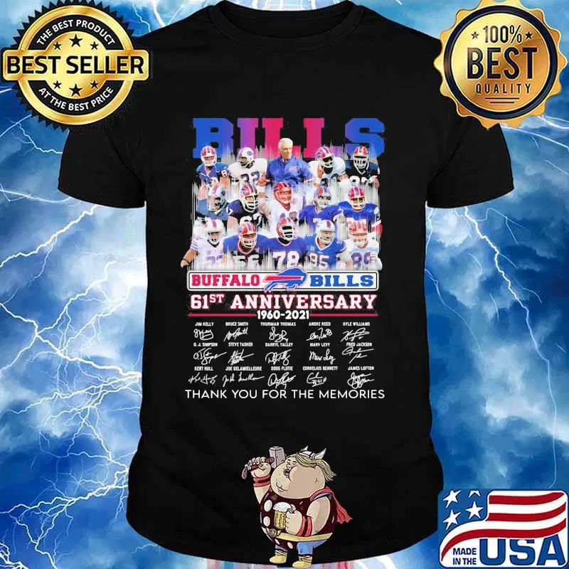 Bills Buffalo 61st Anniversary 1960 2021 Thank You For The Memories Signature Shirt