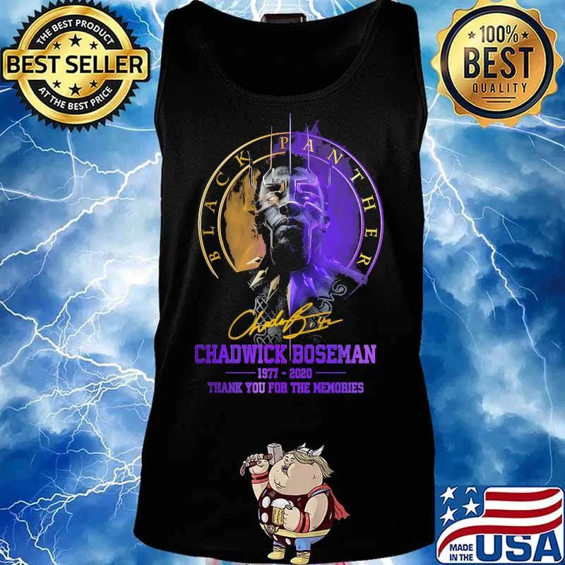 Black Panther Chadwick Boseman 1977 2020 Thank You For The Memories Signature Shirt Tank top