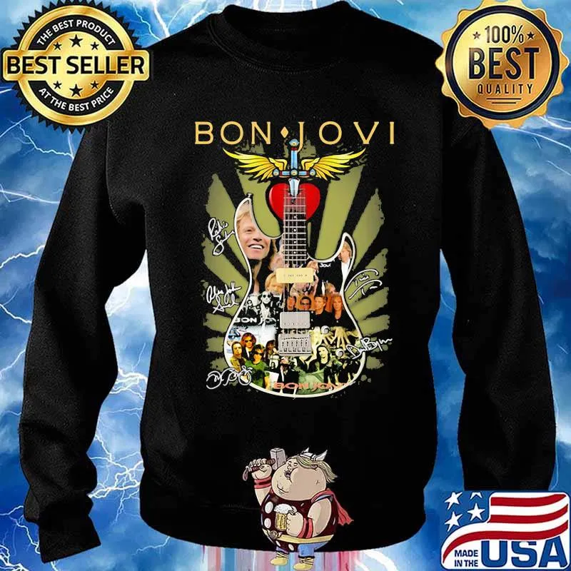 Bon Jovi Guitar God Heart Signature Shirt Sweater