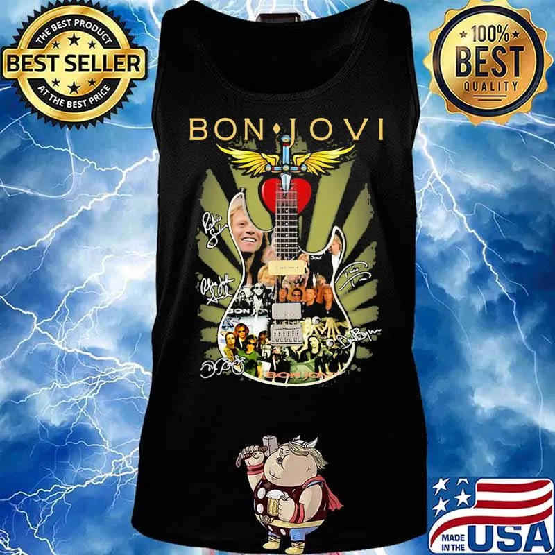 Bon Jovi Guitar God Heart Signature Shirt Tank top