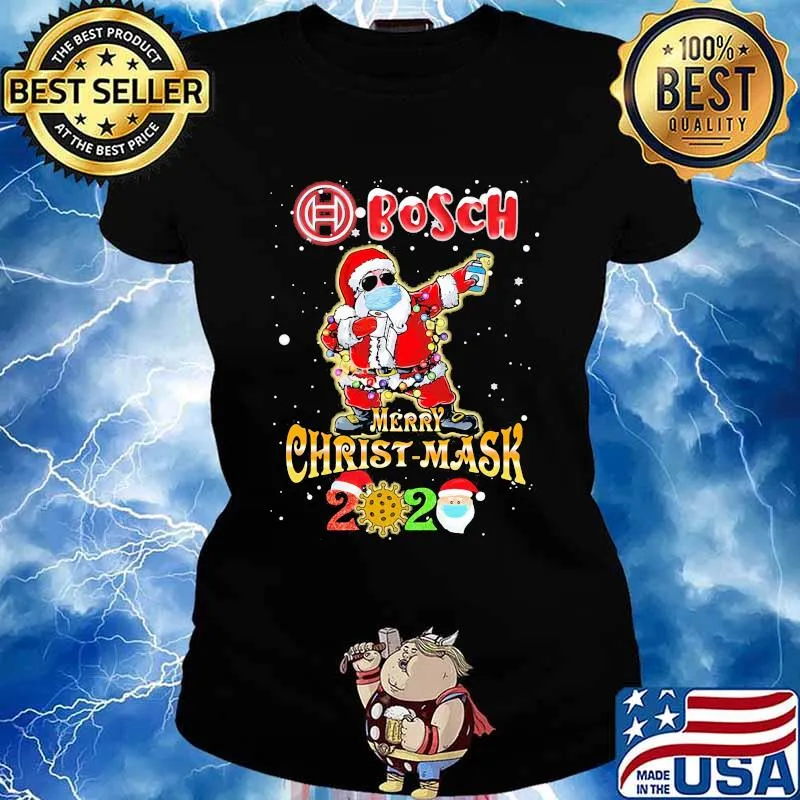 Bosch Merry Christmas 2020 Covid 19 Toilet Paper Santa Claus Wear Mask Shirt Ladies tee