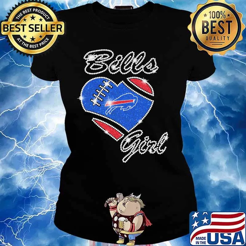 Buffalo Bills Girls Heart Diamond Shirt Ladies tee