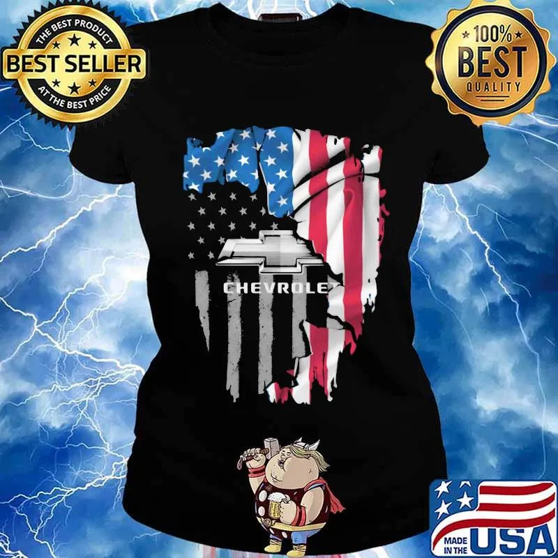 Chevrolet Company Cars American Flag Shirt Ladies tee