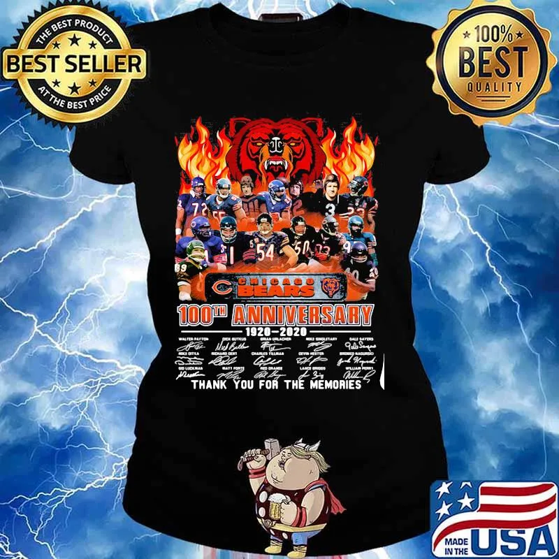Chicago Bears 100th Anniversary 1920 2020 Thank You For The Memories Signature Shirt Ladies tee