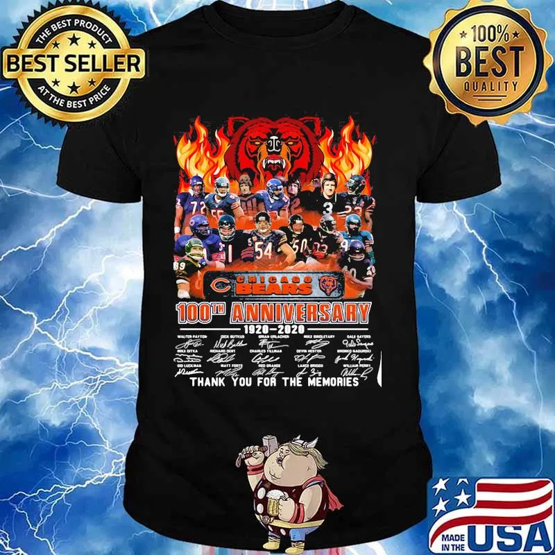 Chicago Bears 100th Anniversary 1920 2020 Thank You For The Memories Signature Shirt