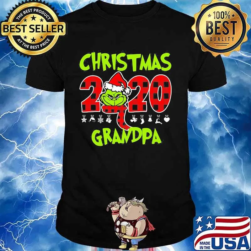 Christmas 2020 Grandpa Grinch Hat Santa Claus Merry Xmas Shirt