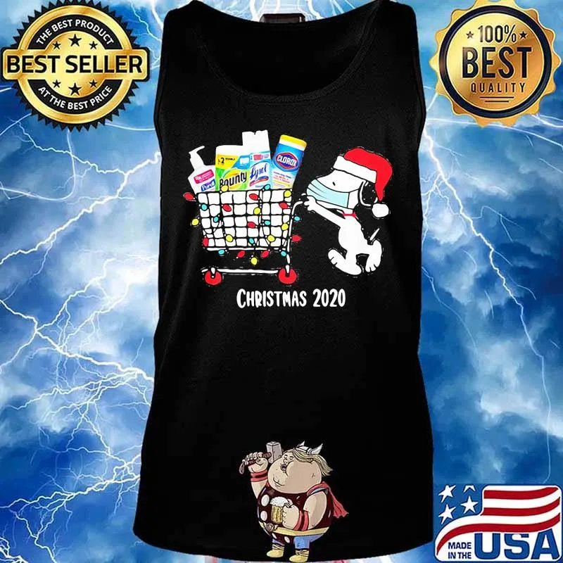 Christmas 2020 Snoopy Wear Hat Santa Mask Go To Shopping Christmas Shirt Tank top