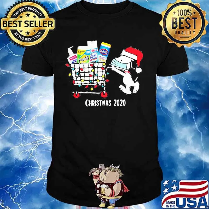 Christmas 2020 Snoopy Wear Hat Santa Mask Go To Shopping Christmas Shirt