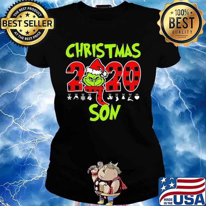 Christmas 2020 Son Grinch Hat Santa Claus Merry Xmas Shirt Ladies tee