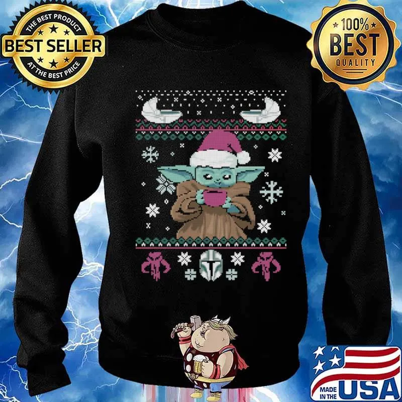 Christmas Coffee yoda baby wear hat santa Shirt Sweater