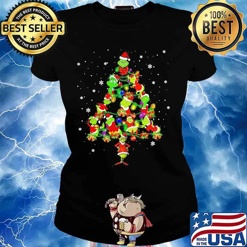 Christmas Tree Grinch Merry Xmas Shirt Ladies tee