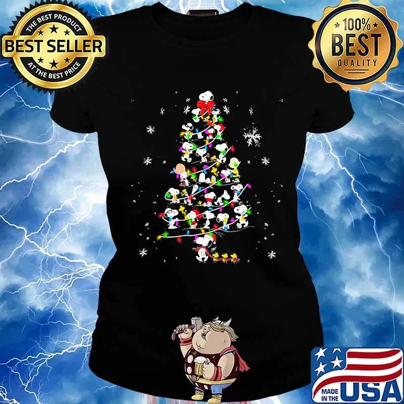 Christmas Tree Snoopy Peanuts Merry Xmas Shirt Ladies tee