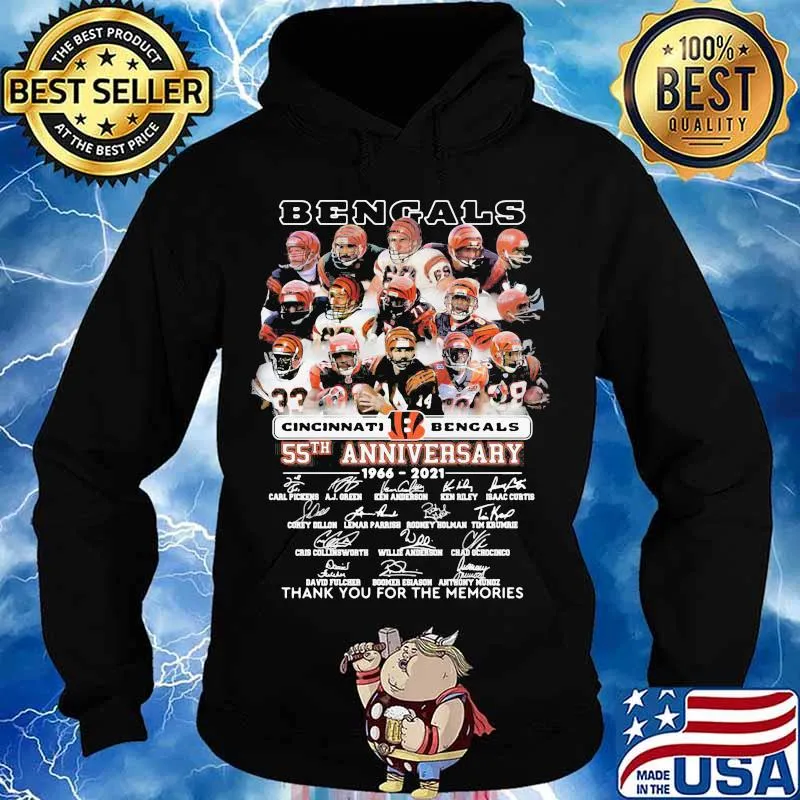 Cincinati Bengals 55th Anniversary 1966 2021 Thank You For The Memories Signature Shirt Hoodie