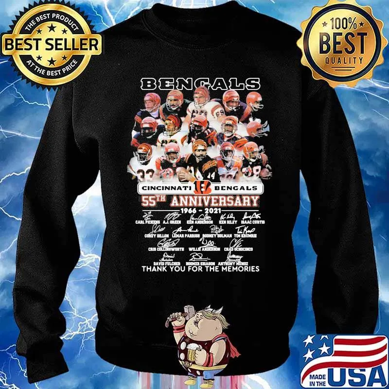 Cincinati Bengals 55th Anniversary 1966 2021 Thank You For The Memories Signature Shirt Sweater