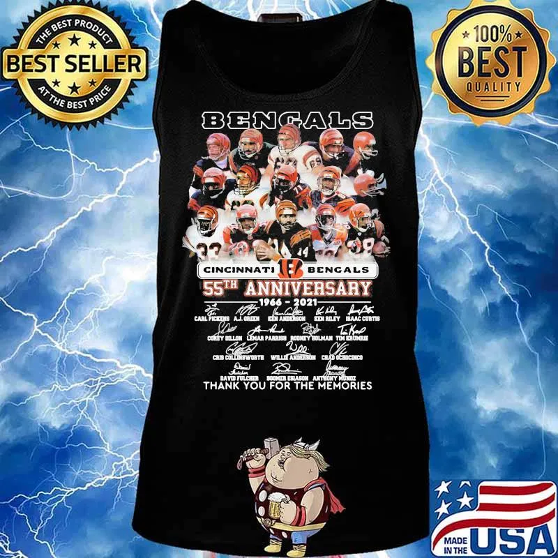 Cincinati Bengals 55th Anniversary 1966 2021 Thank You For The Memories Signature Shirt Tank top