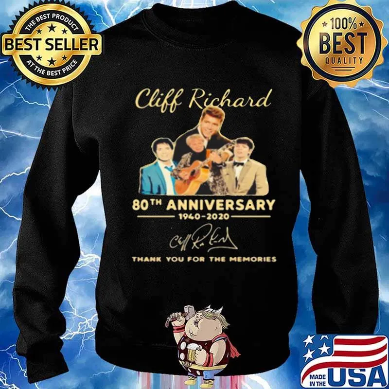 Cliff Richard High Quality 80th anniversary thank you for the memories 1940 2020 signuature Shirt Sweater