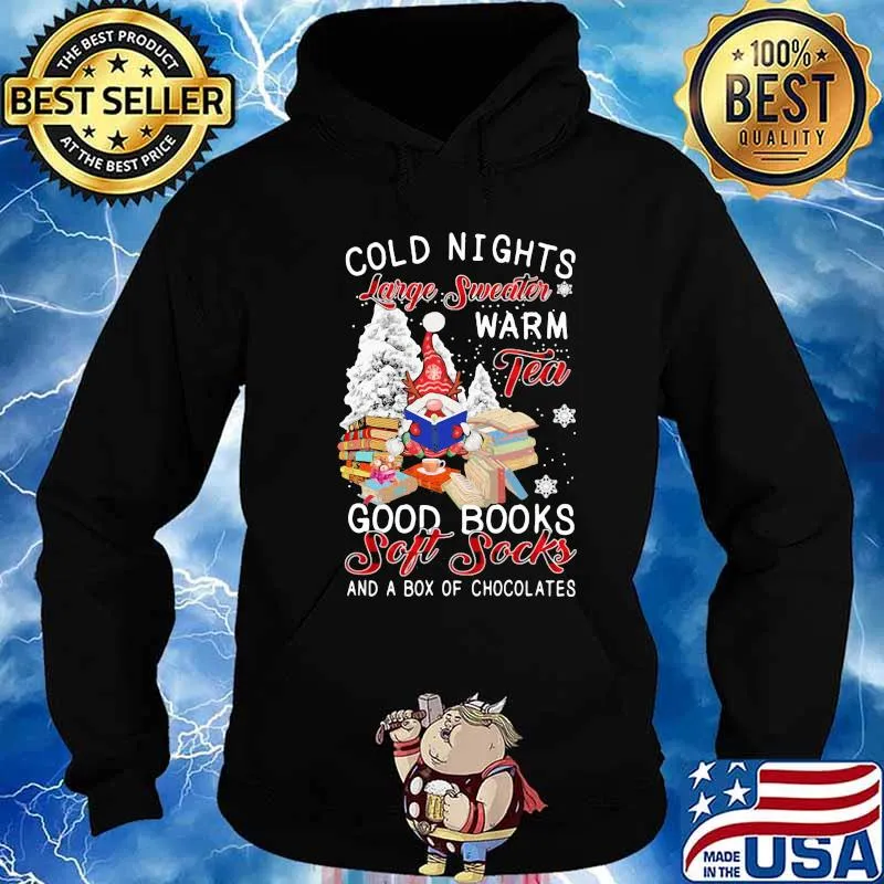 Cold nights large sweater warn tea good book soft socks Christmas s Hoodie