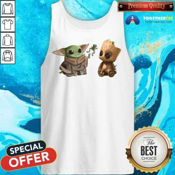 Cute Baby Yoda And Baby Groot Frog Shirt - Image 3