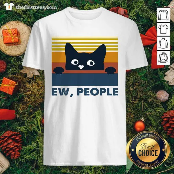 Cute Black Cat Ew People Vintage Retro Shirt