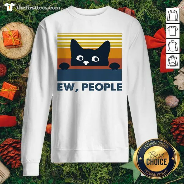 Cute Black Cat Ew People Vintage Retro Shirt - Image 2