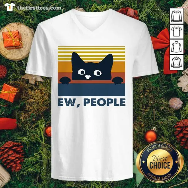 Cute Black Cat Ew People Vintage Retro Shirt - Image 3