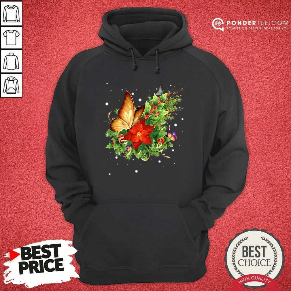 Cute Butterfly Poinsettia Shirt - Image 4
