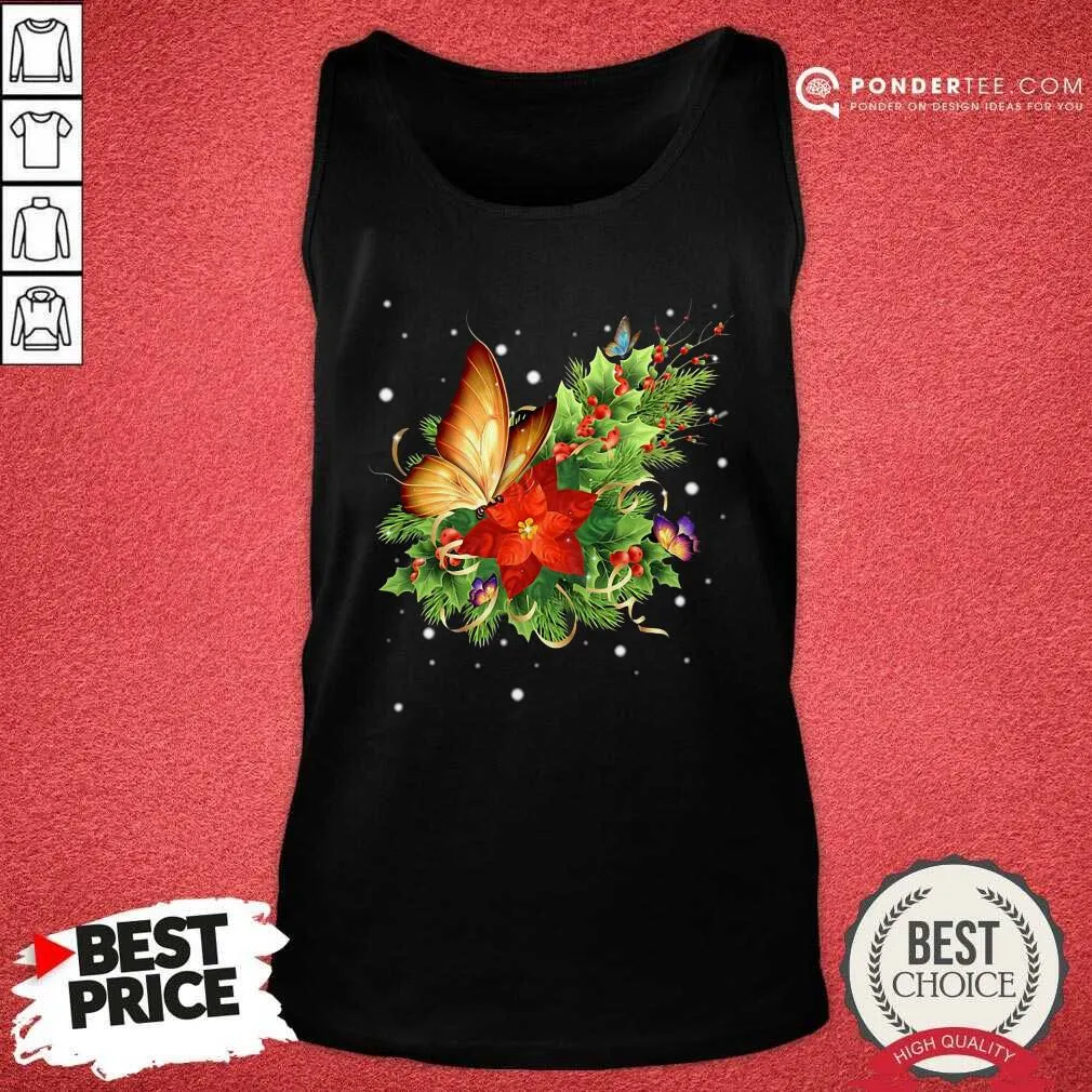 Cute Butterfly Poinsettia Shirt - Image 2