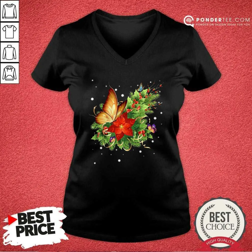 Cute Butterfly Poinsettia Shirt - Image 5
