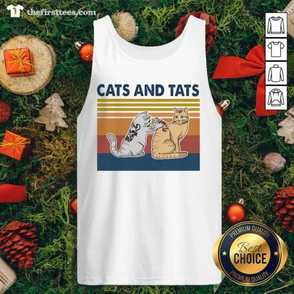 Cute Cats And Tats Tattoo Vintage Retro Shirt - Image 4