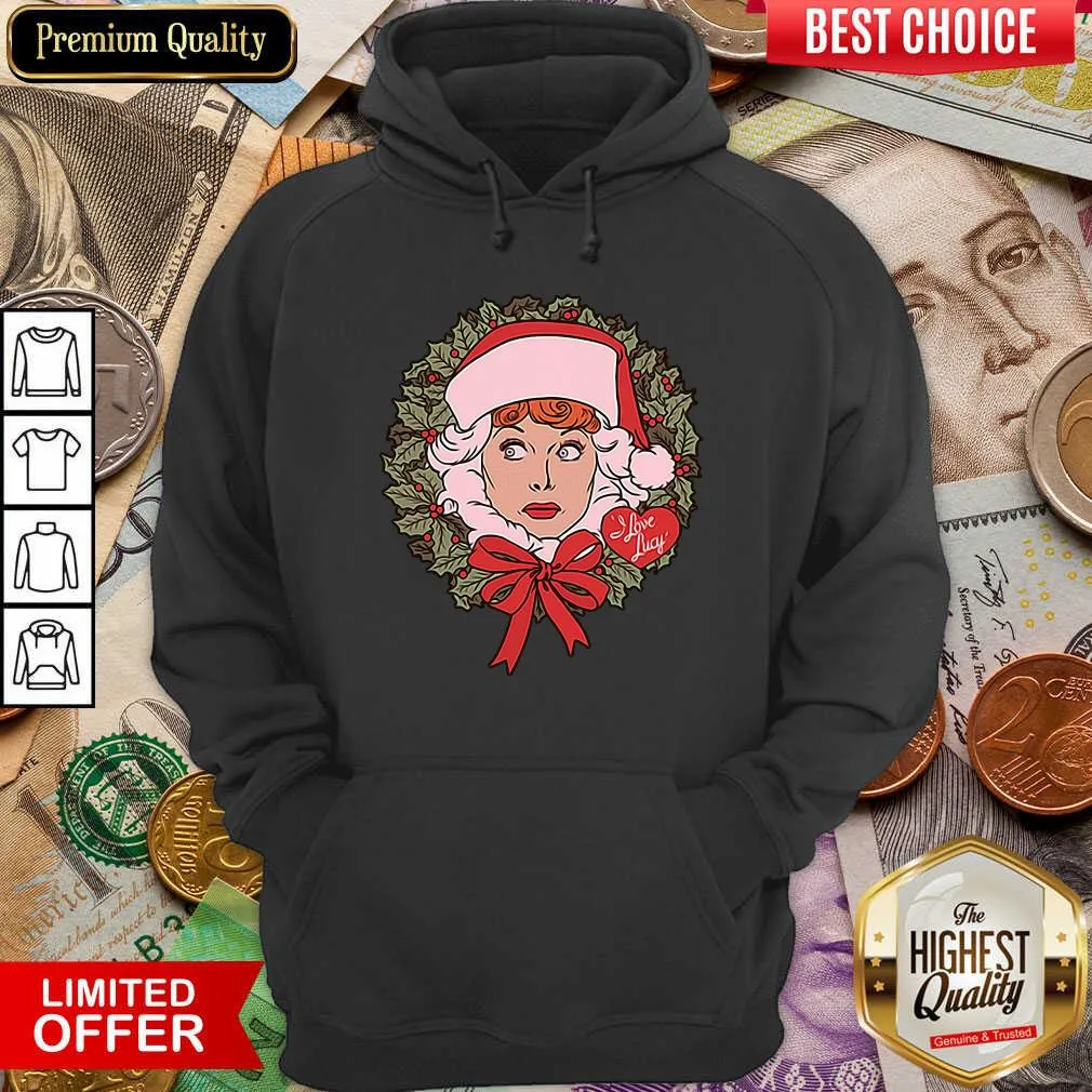 Cute I Love Lucy Christmas Wreath Shirt - Image 4