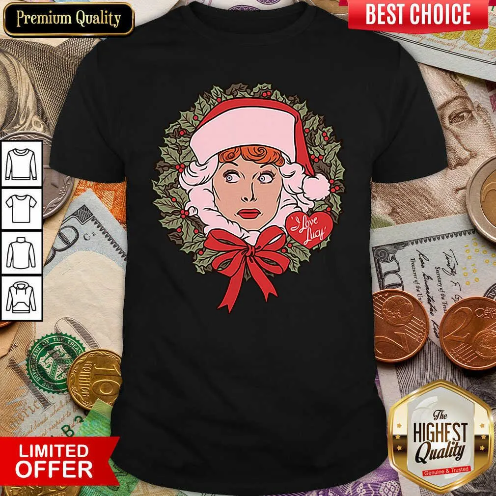 Cute I Love Lucy Christmas Wreath Shirt