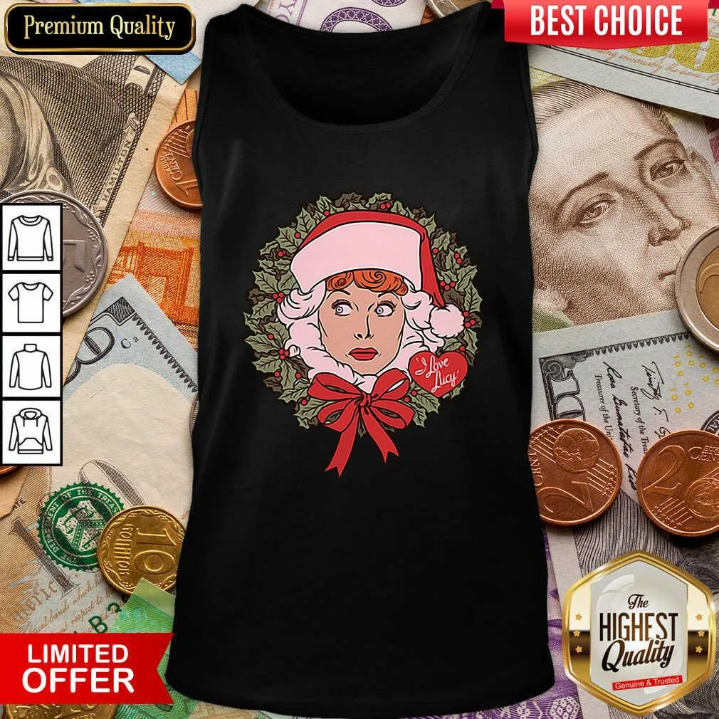 Cute I Love Lucy Christmas Wreath Shirt - Image 2