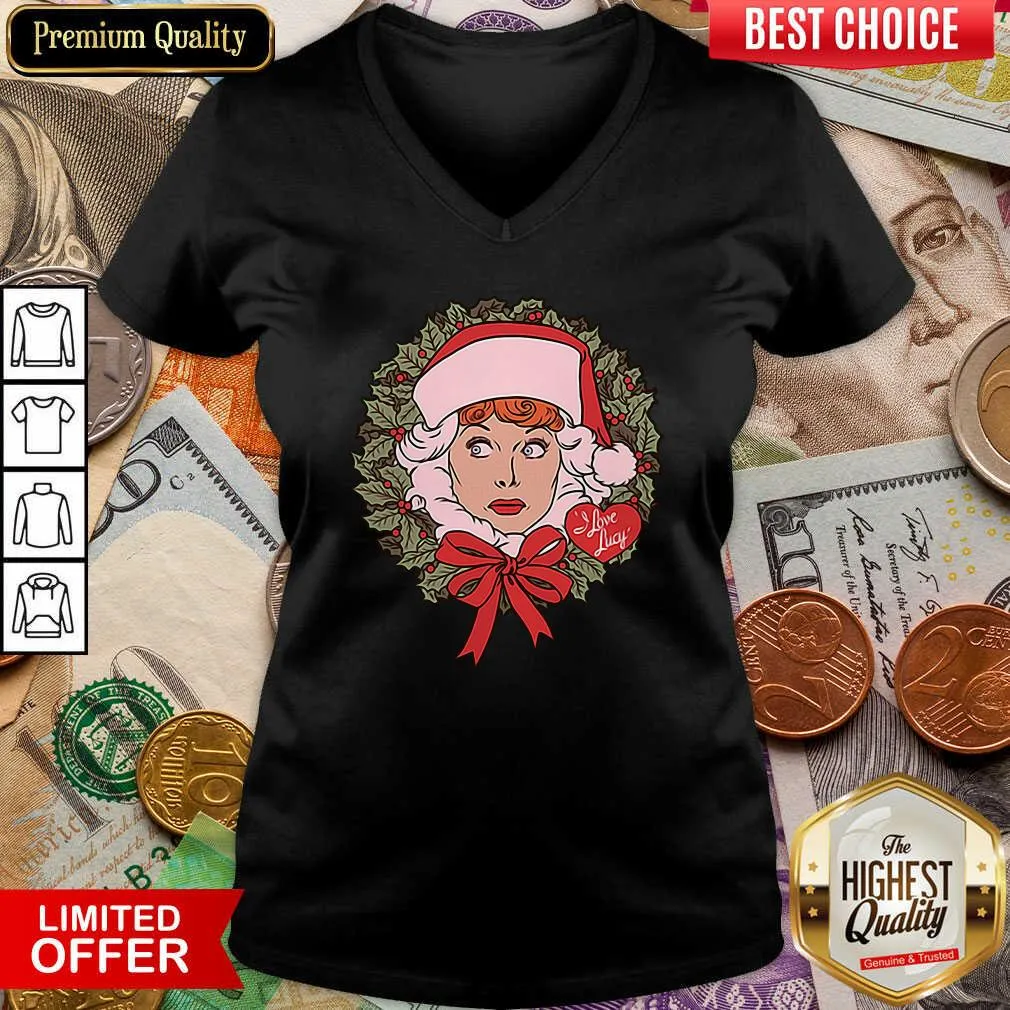 Cute I Love Lucy Christmas Wreath Shirt - Image 5