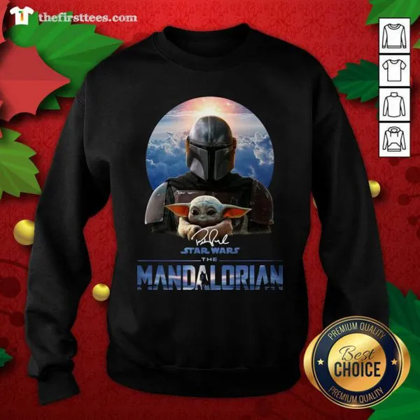 Cute Star Wars The Mandalorian And Baby Yoda Signature Shirt - Image 2