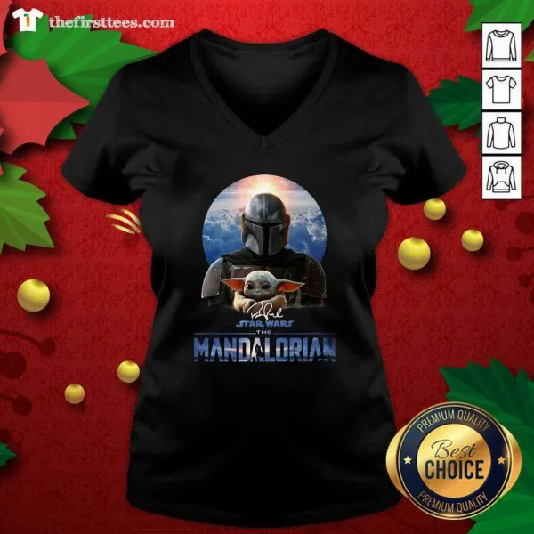 Cute Star Wars The Mandalorian And Baby Yoda Signature Shirt - Image 3