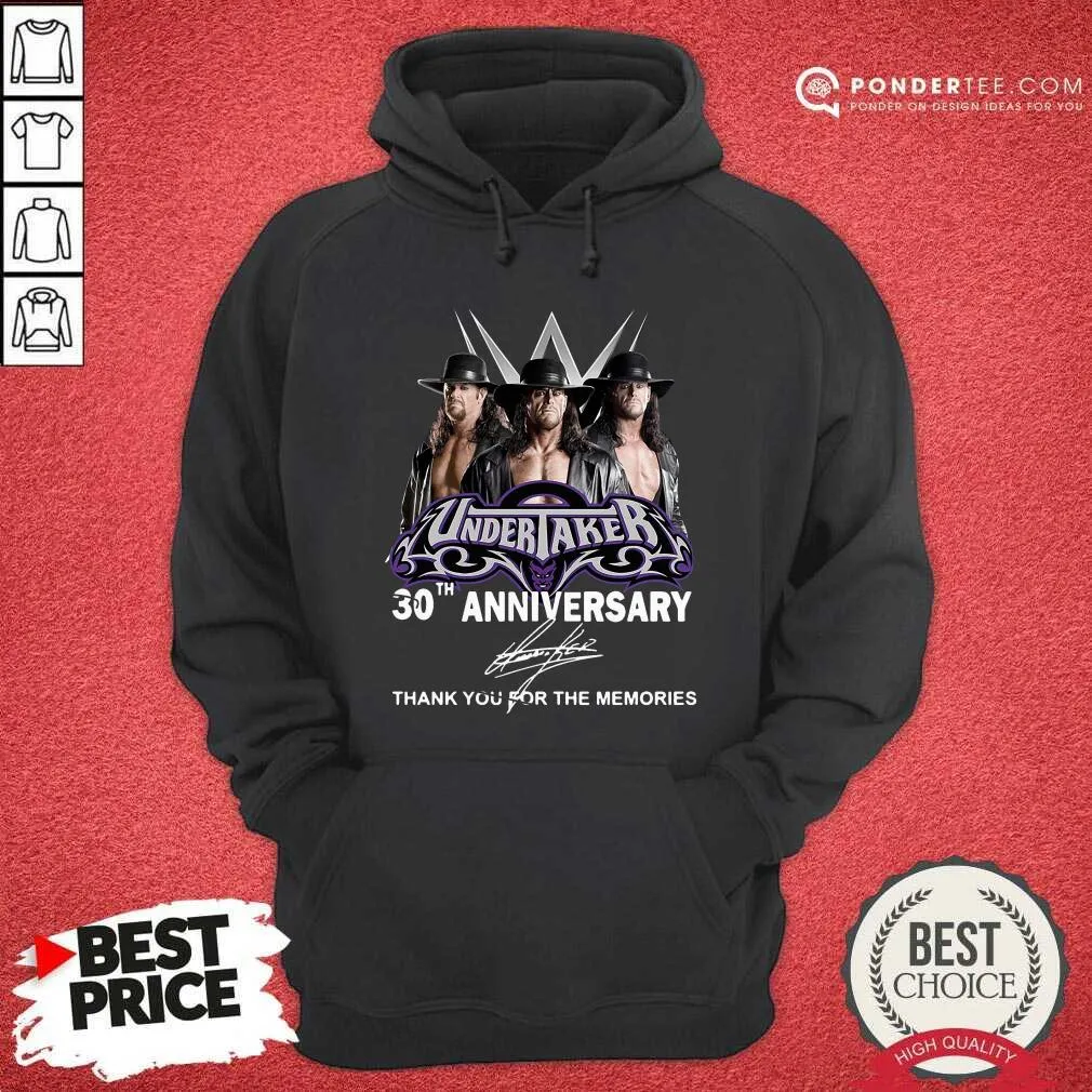 Cute Undertaker 30th Anniversary Signature Thank You For The Memories Shirt - Image 5