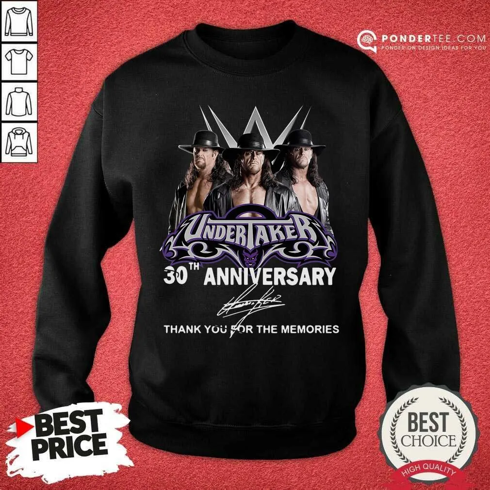 Cute Undertaker 30th Anniversary Signature Thank You For The Memories Shirt - Image 4