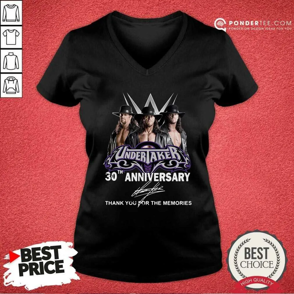Cute Undertaker 30th Anniversary Signature Thank You For The Memories Shirt - Image 3