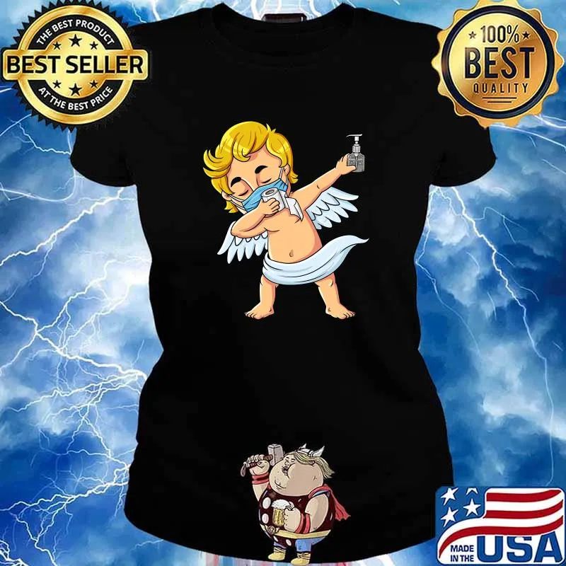 Dabbing Cupid In A Mask Covid 19 Valentines Day Dab Shirt Ladies tee