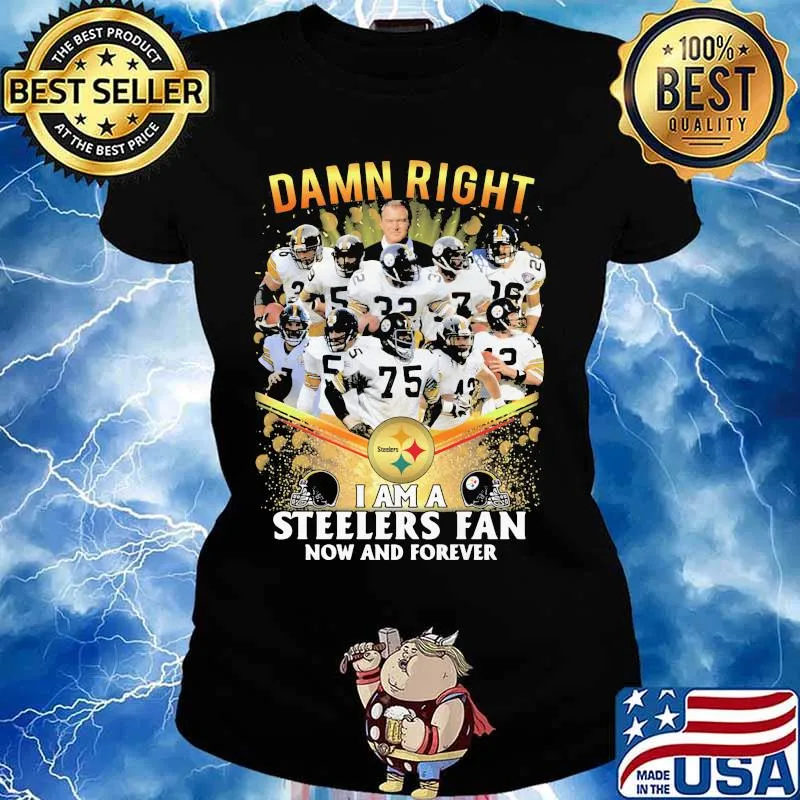 Damn Right I Am A Steelers Fan Now And Forever Football Shirt Ladies tee