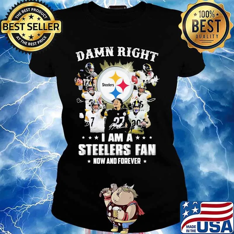 Damn Right I Am A Steelers Fan Now And Forever Signature Player Team Shirt Ladies tee