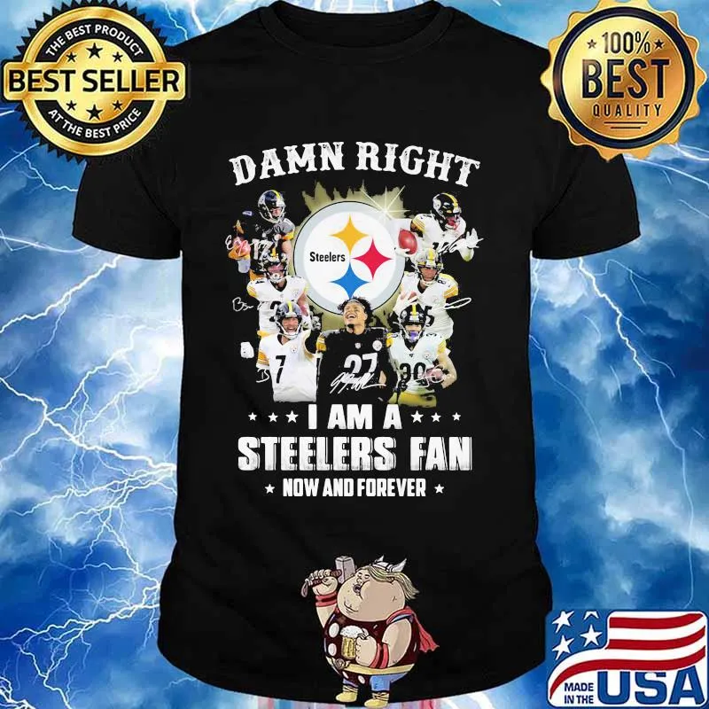 Damn Right I Am A Steelers Fan Now And Forever Signature Player Team Shirt