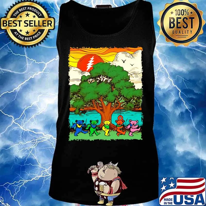 Dark Star Grateful Dead Steal Dancing Bear Under The Tree Sunset Shirt Tank top