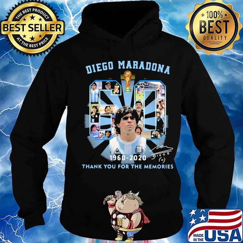 Diego Maradona Thank You For The Memories 60 Legend Football Signuature Shirt Hoodie