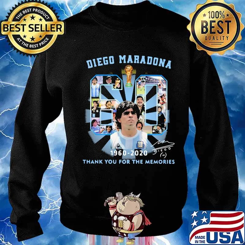 Diego Maradona Thank You For The Memories 60 Legend Football Signuature Shirt Sweater